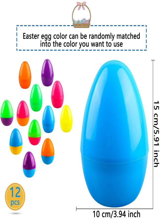 Haconba 12 Pack 6 Inch Jumbo Fillable Easter Eggs - Giant Bright Plastic for Decoration, Hunt, Theme Party Supplies, 6 Colors - Image 2